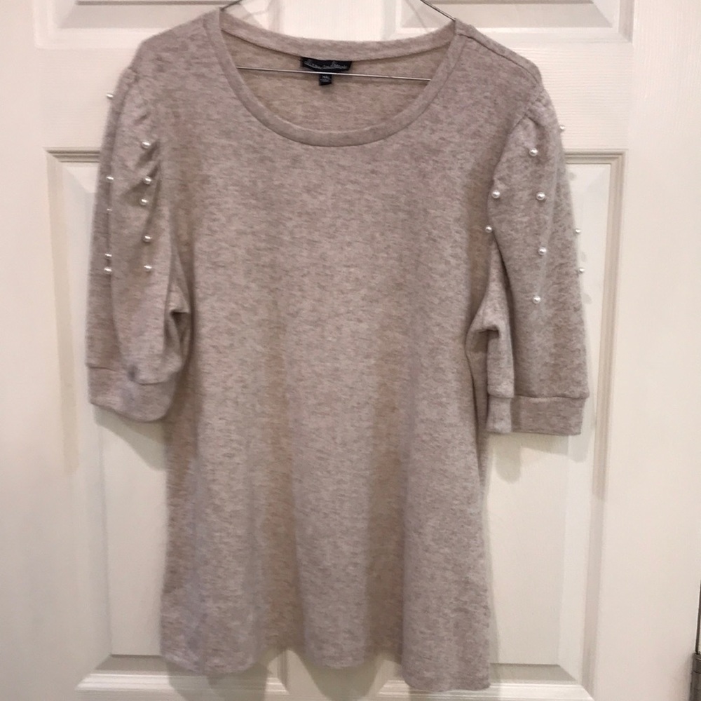 Beige top with bead detail